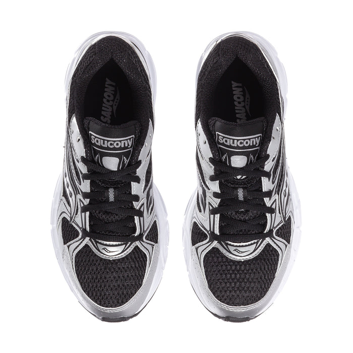 Women’s Ride Millenium Saucony lace-up running shoes, black interior and silver uppers