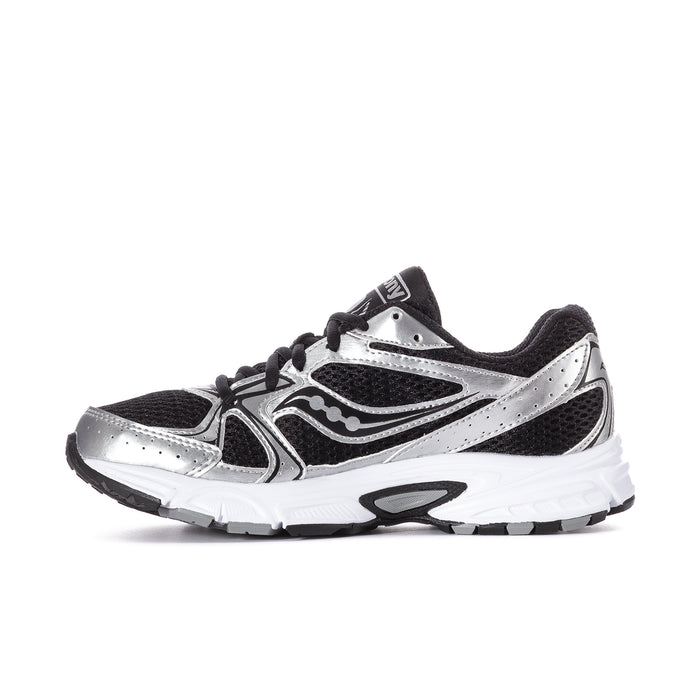 Women’s Ride Millenium Saucony lace-up running shoes, black mesh with silver overlays