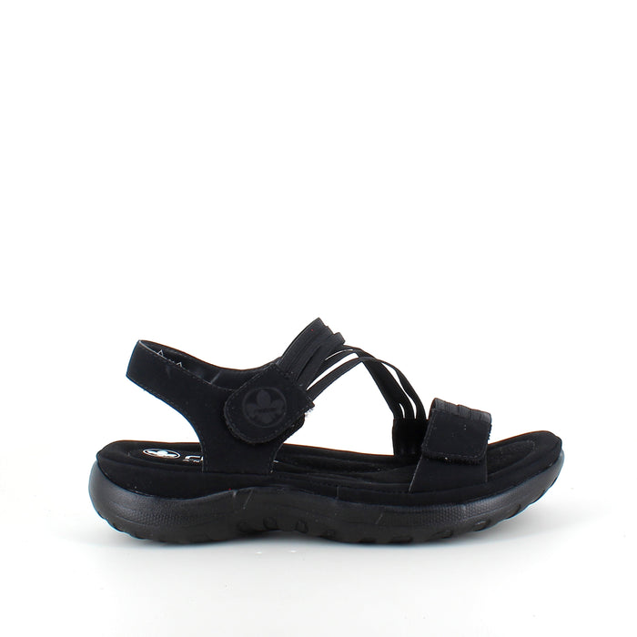 Rieker sandal i svart till dam – lätt komfort med mjuk innersula