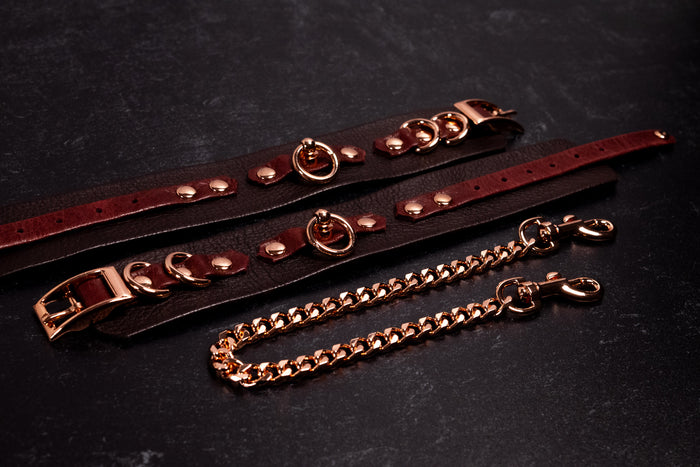 'Ritebound' - 6" - 8" Burgundy Leather & Rose Gold _ LIMITED _