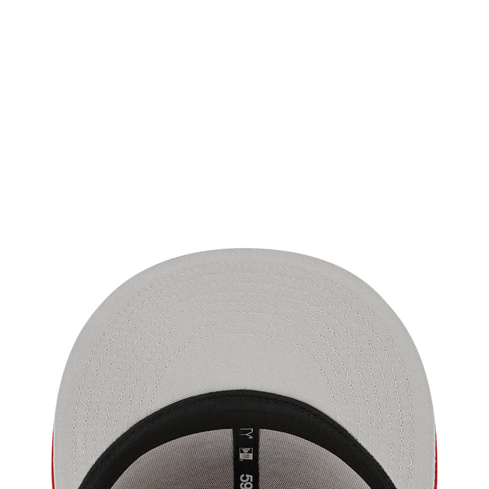 Light gray baseball cap with black inner brim and stitched eyelets
