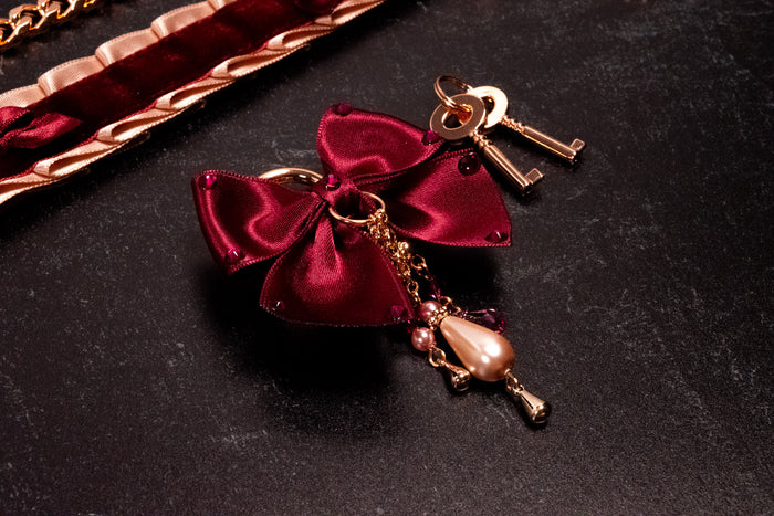 Rose Gold & Burgundy Velvet Luxury Locking Martingale Collar