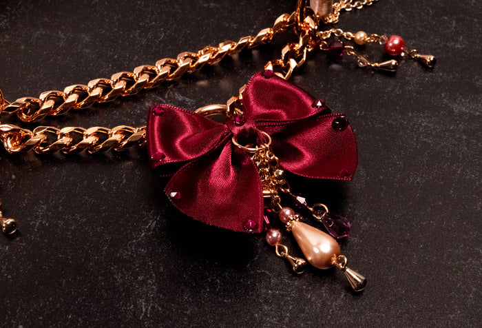 Rose Gold & Burgundy Velvet Luxury Locking Martingale Collar