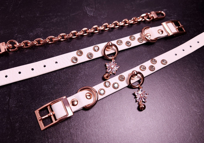 Rose Gold & White Leather Cuffs _ LIMITED _