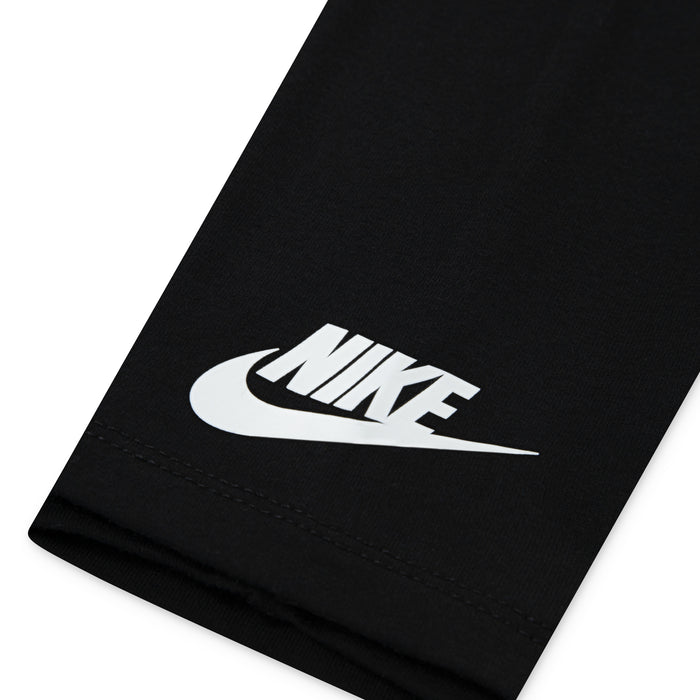 Black legging fabric with white Nike logo