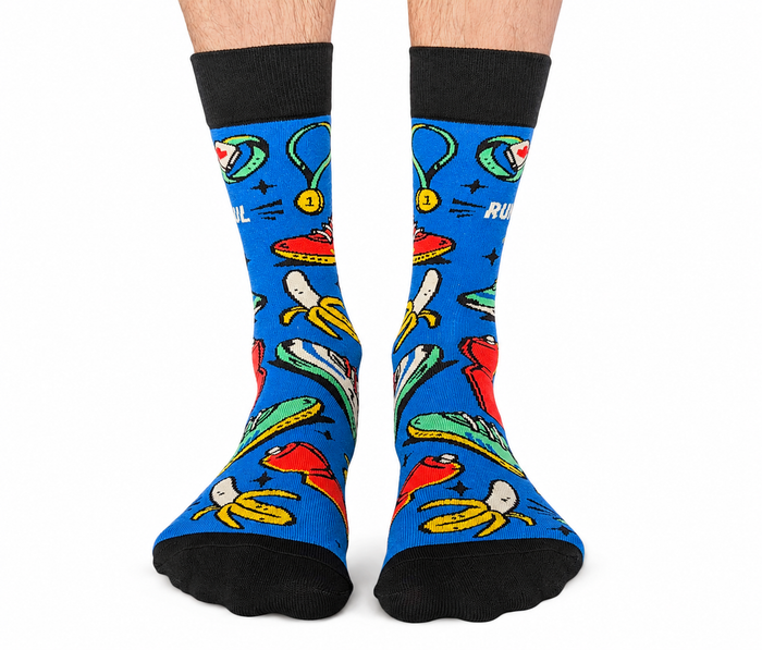 SPORTY RUNNING ENTHUSIAST MEN'S CREW SOCKS - UPTOWN SOX
