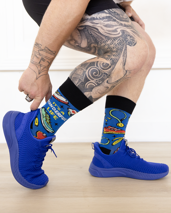 SPORTY RUNNING ENTHUSIAST MEN'S CREW SOCKS - UPTOWN SOX