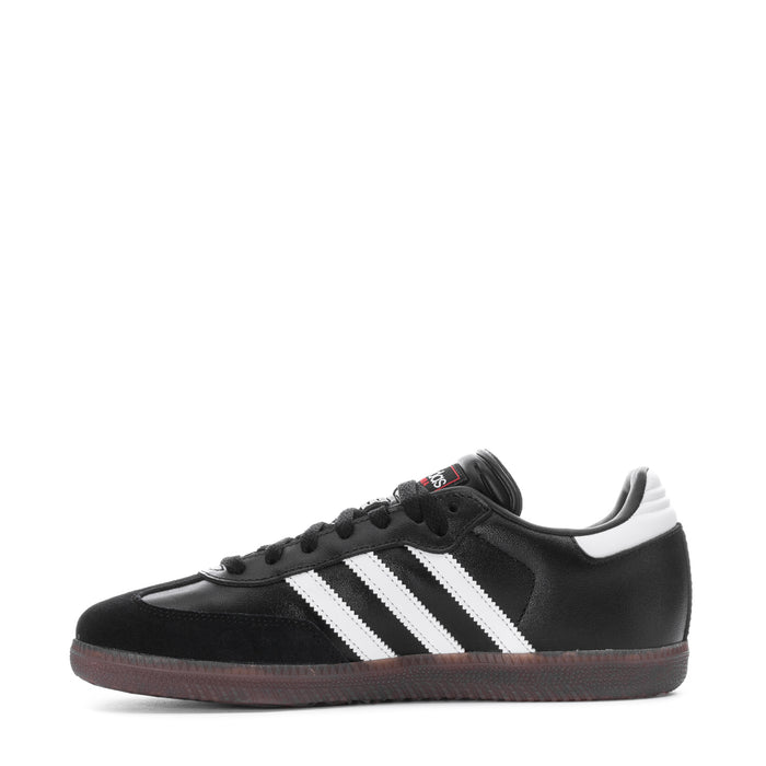 Youth adidas sneakers, black with white triple stripes and lace-up front