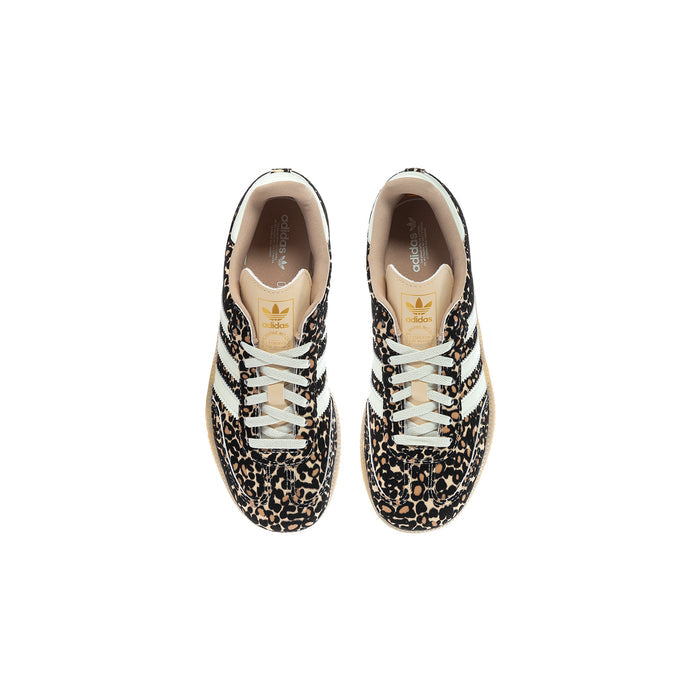 Kids Samba OG sneakers, front view with leopard print and white lace-up design