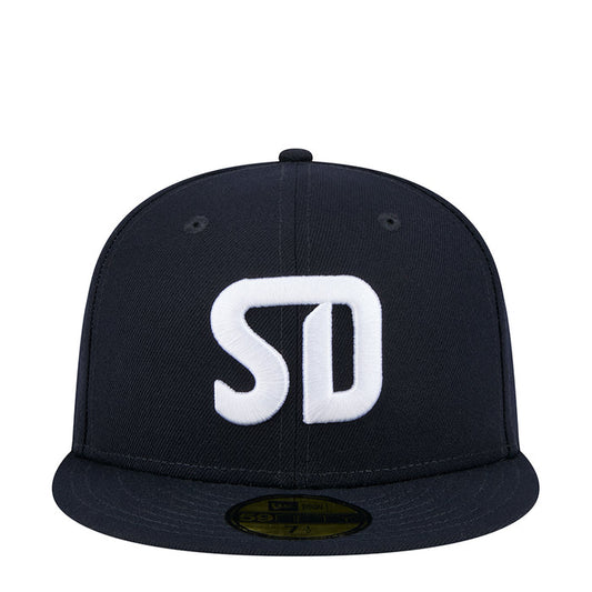 Dark navy cap with large white SD logo on front, flat brim