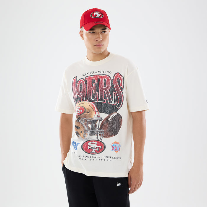 Off-white men’s washed short-sleeve tee featuring large front team helmet graphic