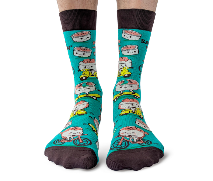 FUNNY SUSHI MEN'S CREW SOCKS - UPTOWN SOX