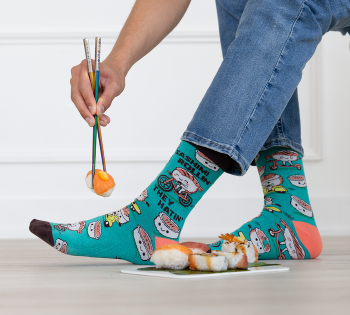 FUNNY SUSHI MEN'S CREW SOCKS - UPTOWN SOX