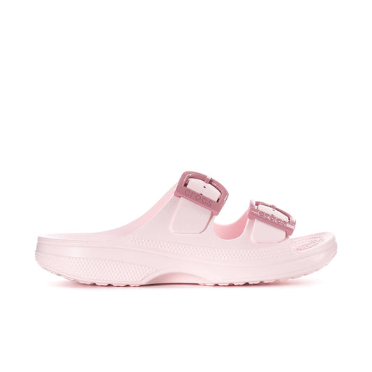 Women's light pink sandal with two adjustable buckles and cushioned footbed