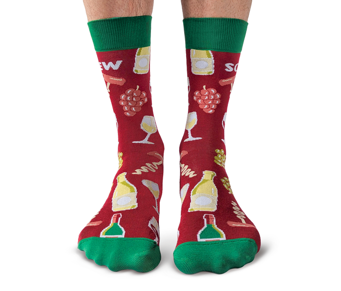 FUN MEN'S NOVELTY CREW WINE SOCKS - UPTOWN SOX