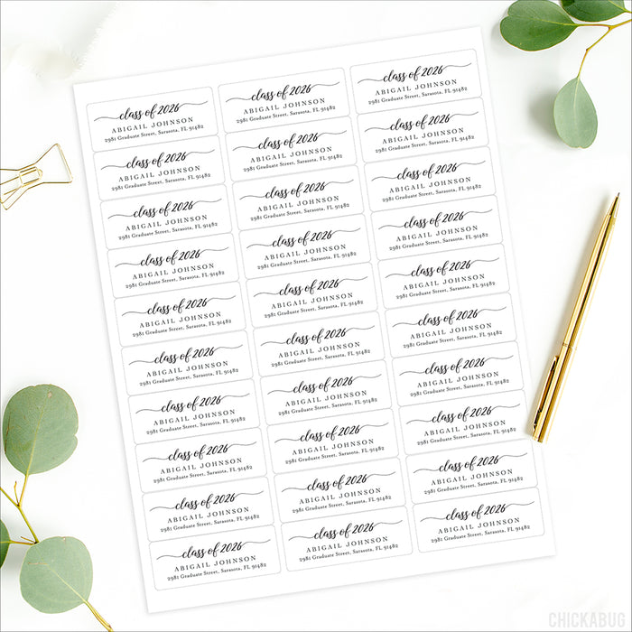 Script Class of 2026 Graduation Address Labels