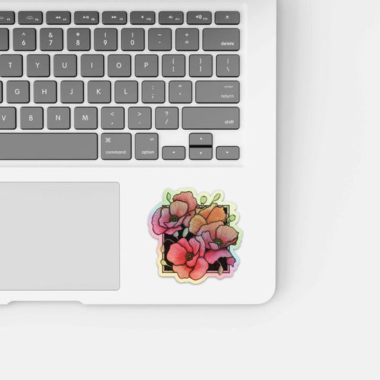 PinkPolish Design Stickers "Shiny Poppies" Holographic Vinyl Sticker