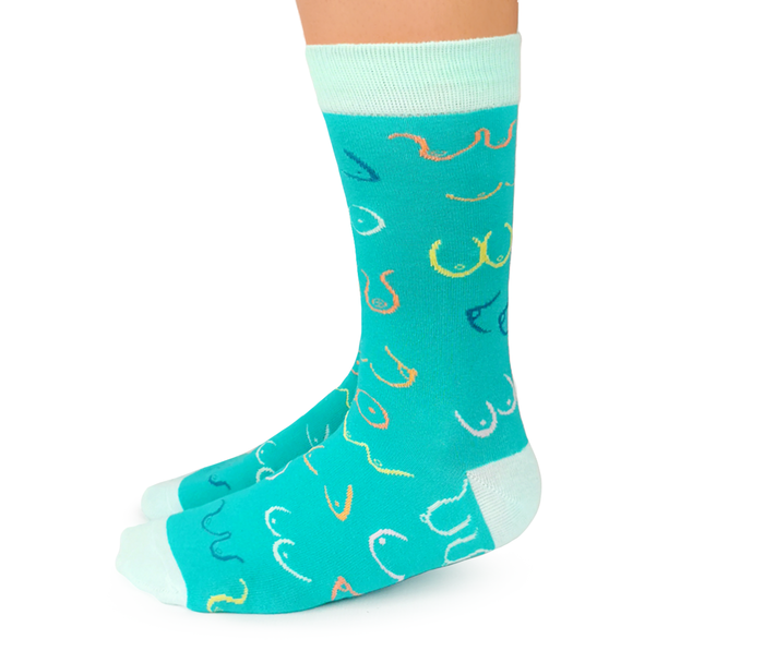 Simply the Breast boob Teal socks for women - Uptown Sox