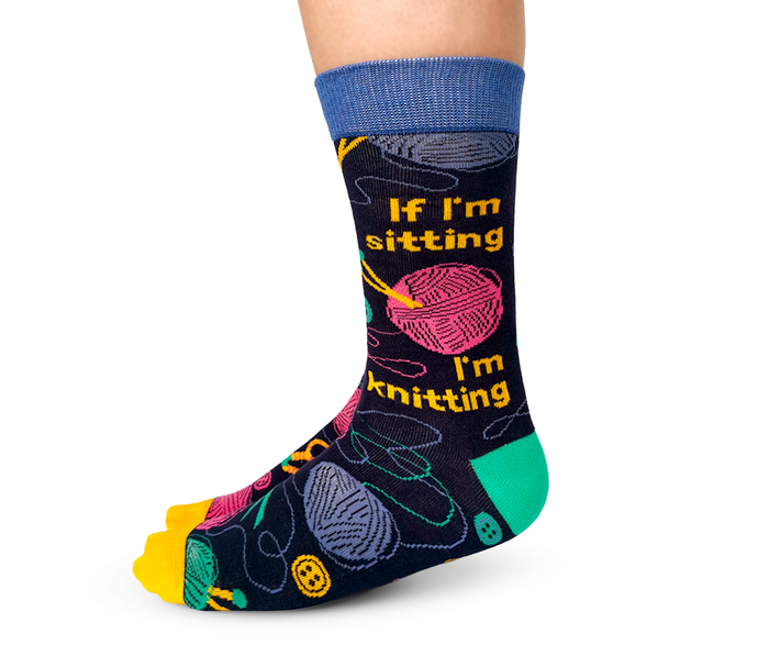 FUNNY SITTING WOMENS NOVELTY CREW SOCKS - UPTOWN SOX