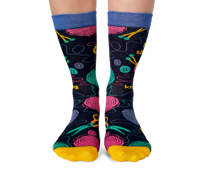 FUNNY SITTING WOMENS NOVELTY CREW SOCKS - UPTOWN SOX
