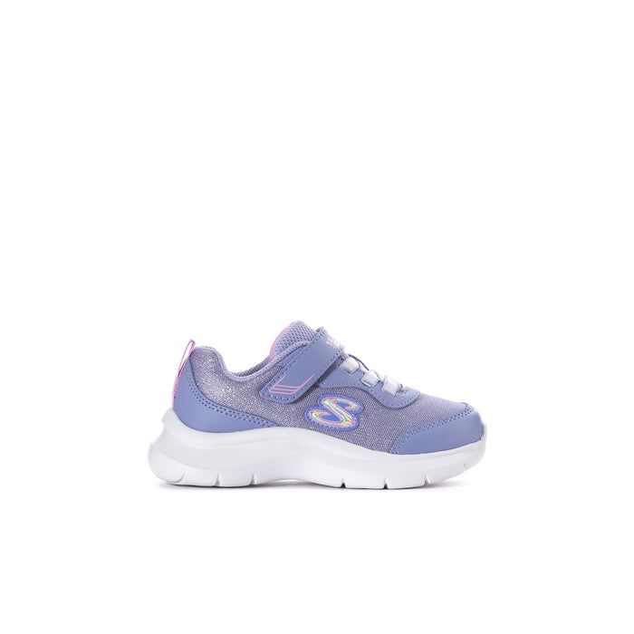 Lavender and white toddler sneakers with strap closure and S logo detail