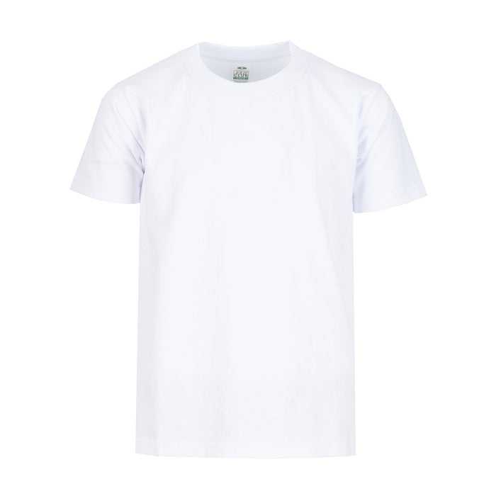 Youth solid crew neck T-shirt, white, short sleeves, front view