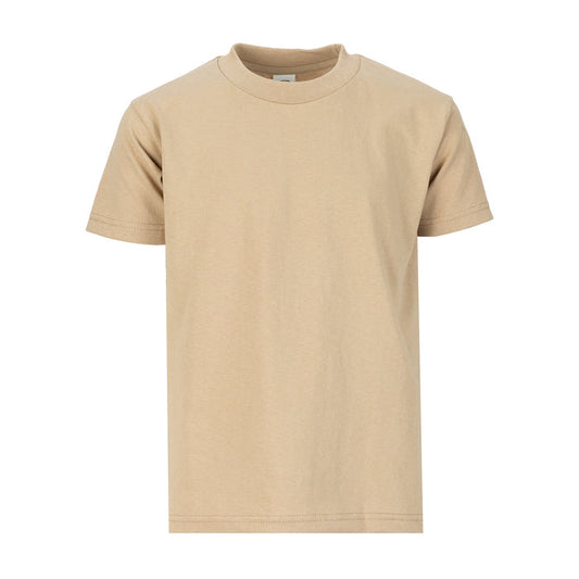 Youth khaki crew neck T-shirt, short sleeves