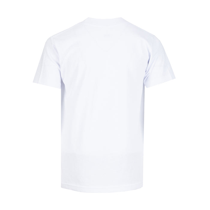 Youth solid crew neck T-shirt, white, short sleeves, back view