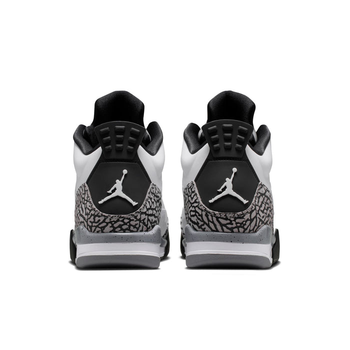 Men's low-top sneaker heels, black back with white Jumpman logo and elephant-print trim