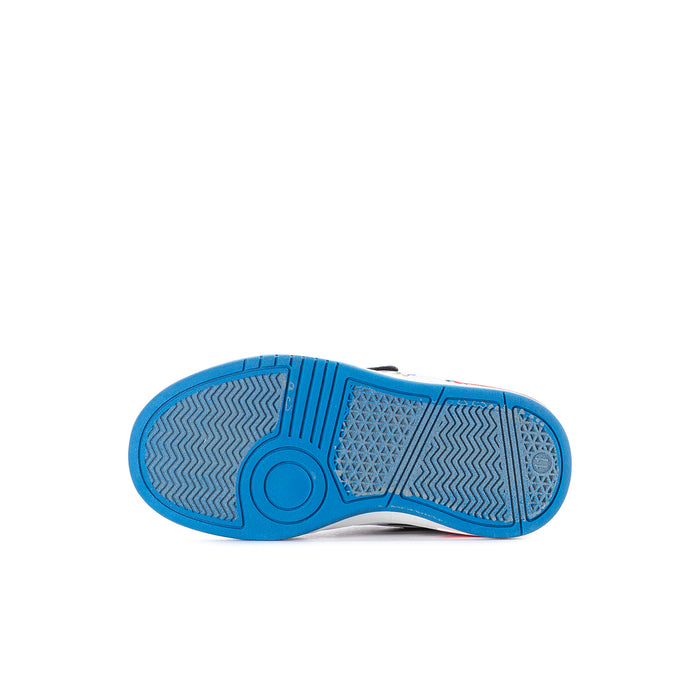 Kids sneaker outsole tread, blue rubber sole with patterned grip