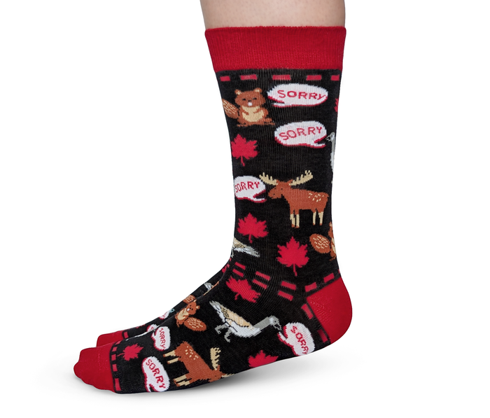 WOMEN'S CANADIAN THEMED FUNNY SORRY SOCKS - UPTOWN SOX