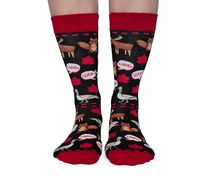 WOMEN'S CANADIAN THEMED FUNNY SORRY SOCKS - UPTOWN SOX