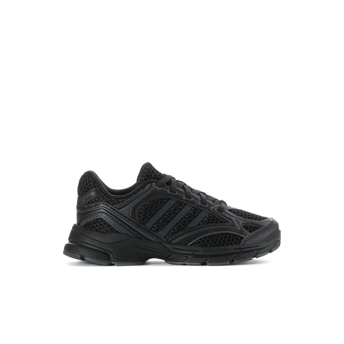 Kids black lace-up athletic sneakers with mesh upper