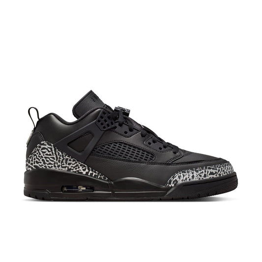 Men's black low-top lace-up sneaker with leopard-print toe and air window