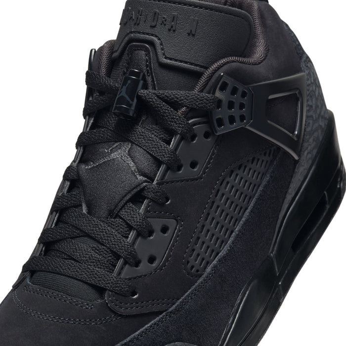 Black low-top sneaker upper with lace-up, perforated panels, and molded side cage