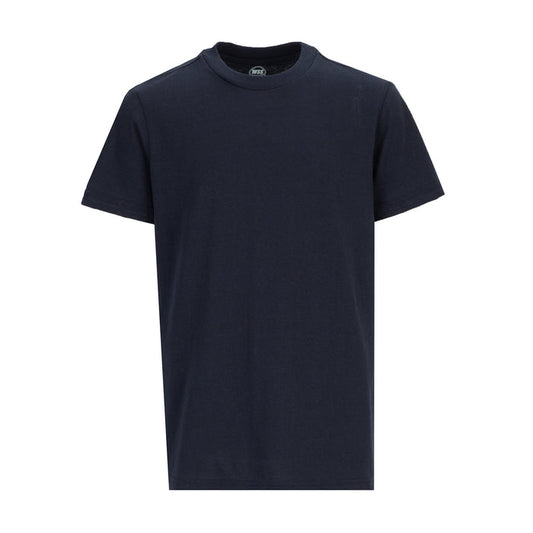 Youth navy crew neck T-shirt, short sleeves, front view