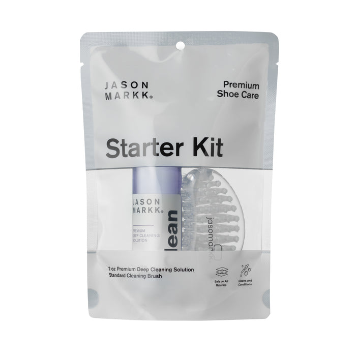Shoe care kit pouch with premium deep cleaning solution and stiff bristle brush