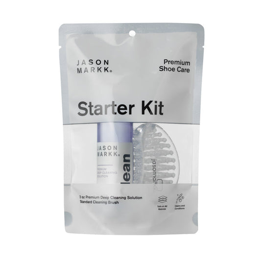 Shoe care kit pouch with premium deep cleaning solution and stiff bristle brush