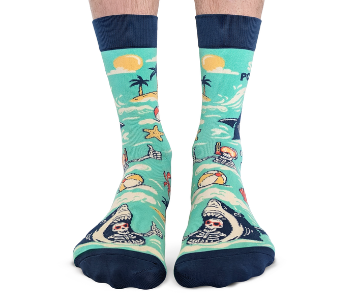 FUNNY STAY POSITIVE SHARK MEME SOCKS MEN UPTOWN SOX