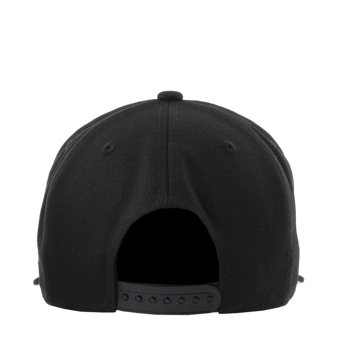 Black baseball cap back with ventilation eyelets and adjustable snap strap