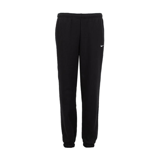 Youth black fleece loose pants with elastic waistband, cuffed hem, and Nike logo