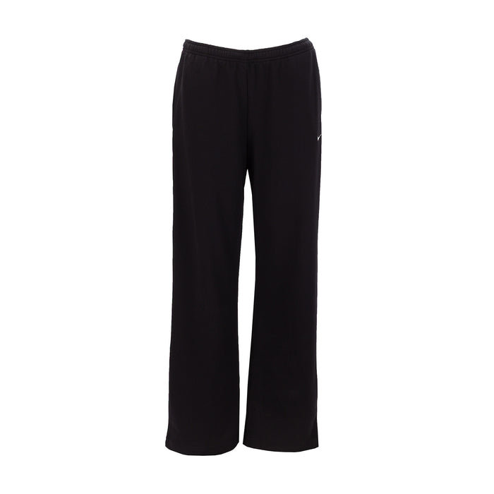 Women's black fleece wide-leg pants with drawstring elastic waistband