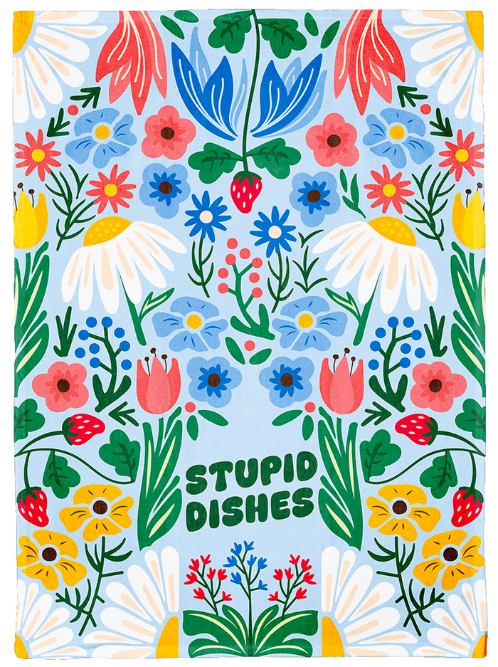 COLOURFUL FLORAL FUNNY DISHES KITCHEN TEA TOWEL UPTOWN SOX