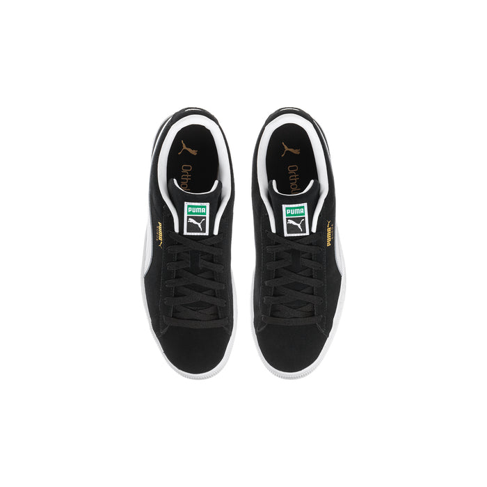 Youth black suede sneakers with padded tongues and Puma logo label