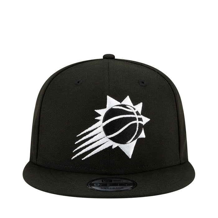Black baseball cap with white sun-and-basketball front logo