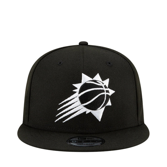 Black baseball cap with white sun-and-basketball front logo