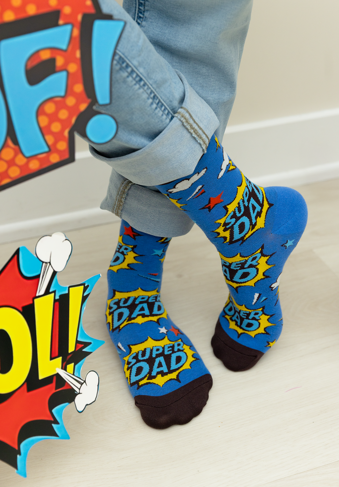 FUNNY SUPER DAD PATTERN SOCKS MEN UPTOWN SOX