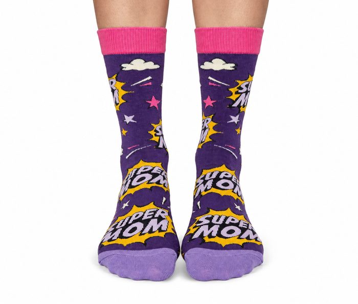 SUPER MOM WOMEN'S CREW SOCKS - UPTOWN SOX