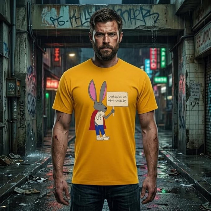 Superhero Bunny Halloween Costume T-Shirts for Adults Obstáculos Son Oportunidades Graphic Tee - TVStoreOnline