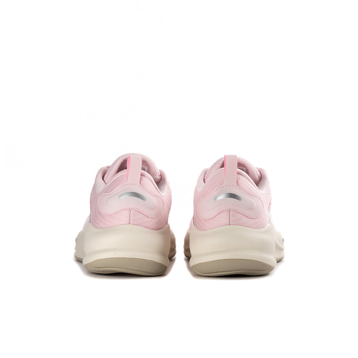 Women's pink sneakers with cushioned heel and light cream outsole